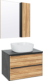 Runo Мебель для ванной Мальта 70 Bella подвесная дуб/черная – фотография-1